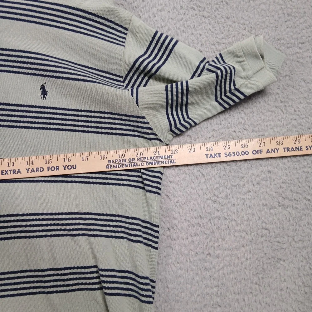 Polo Ralph Lauren‎ Polo Shirt Mens Large Cream Blue Stripe Short Sleeve